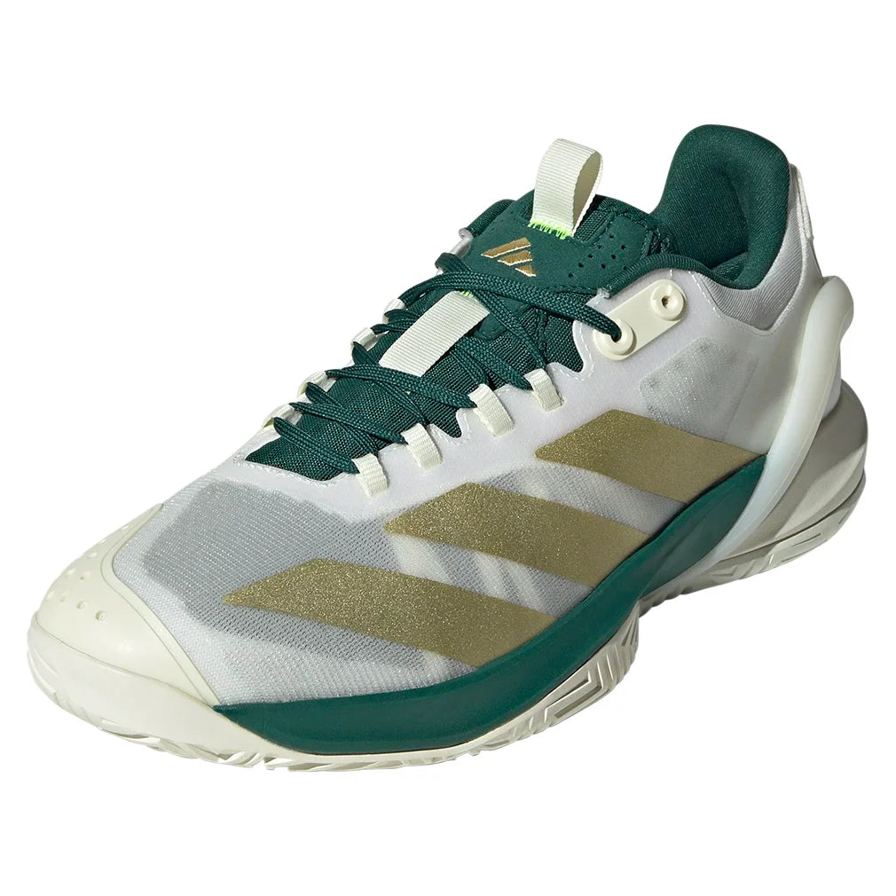 Men's Adizero Cybersonic 2 Tennis Shoes Core White and Gold Metallic