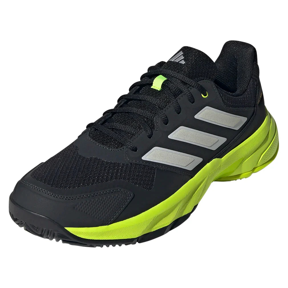Men's CourtJam Control 3 Tennis Shoes Carbon and Lucid Lemon