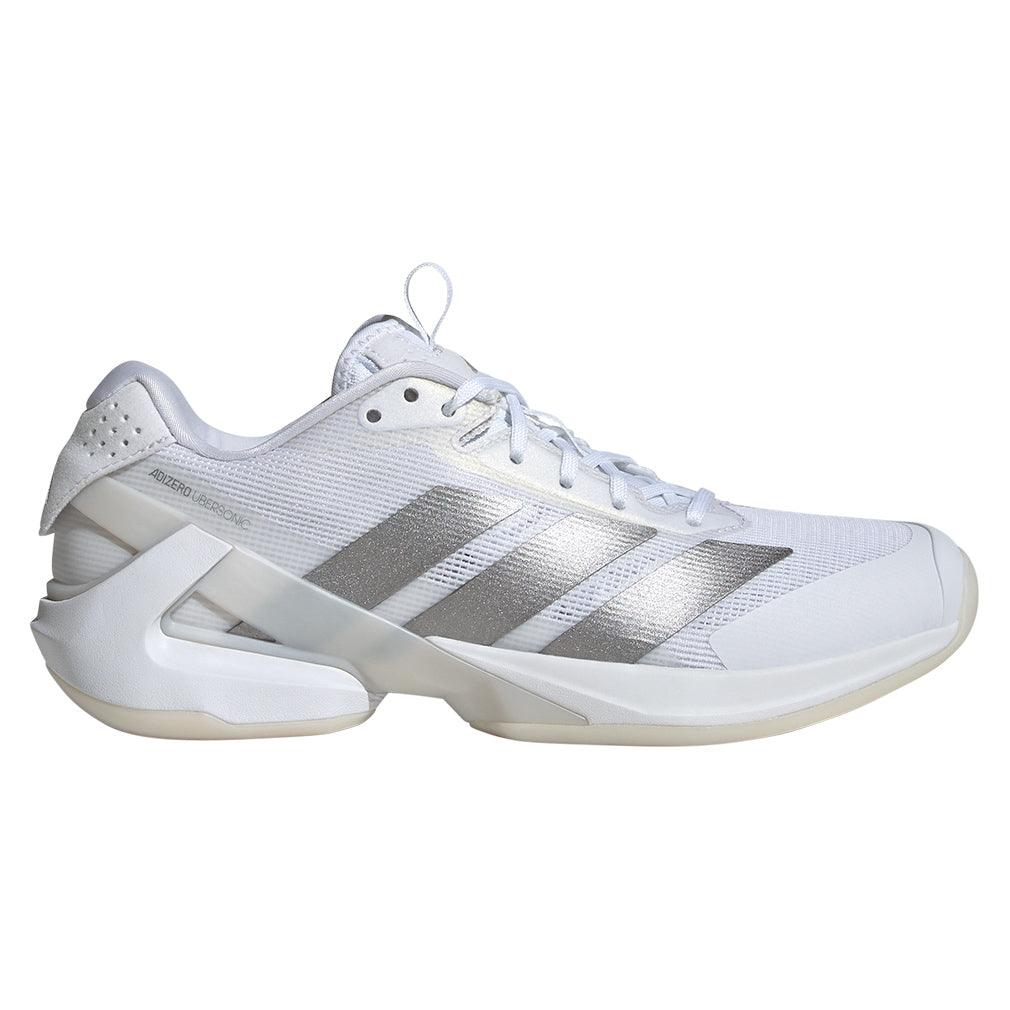 Women's Adizero Ubersonic 5 Tennis Shoes White and Silver Metallic
