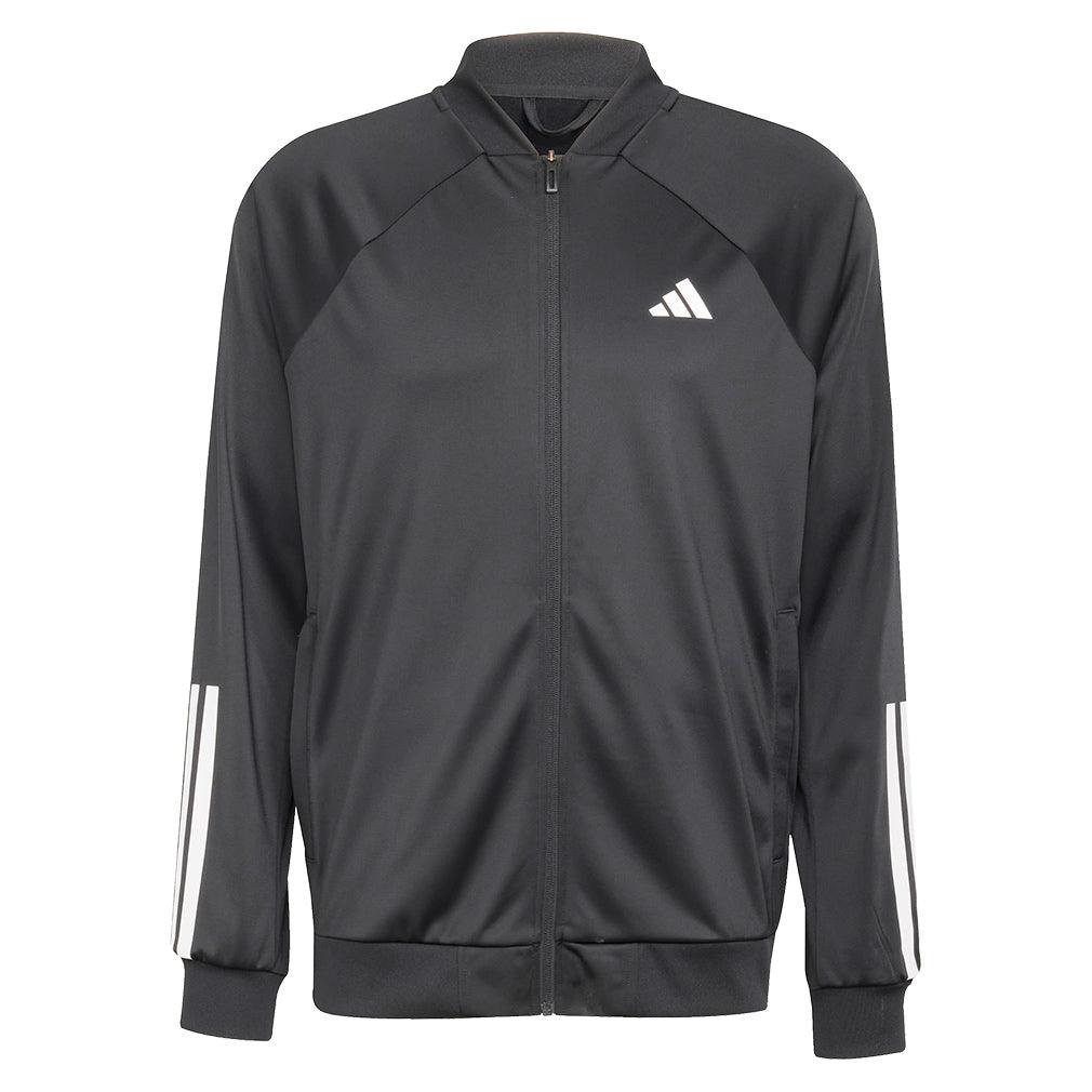 Men's 3 Stripe Knit Tennis Jacket Black
