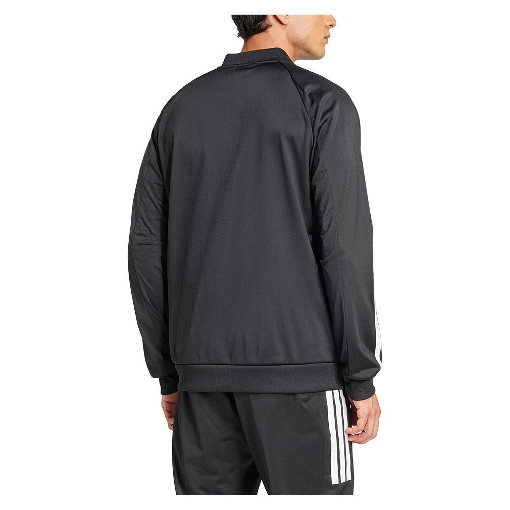 Men's 3 Stripe Knit Tennis Jacket Black