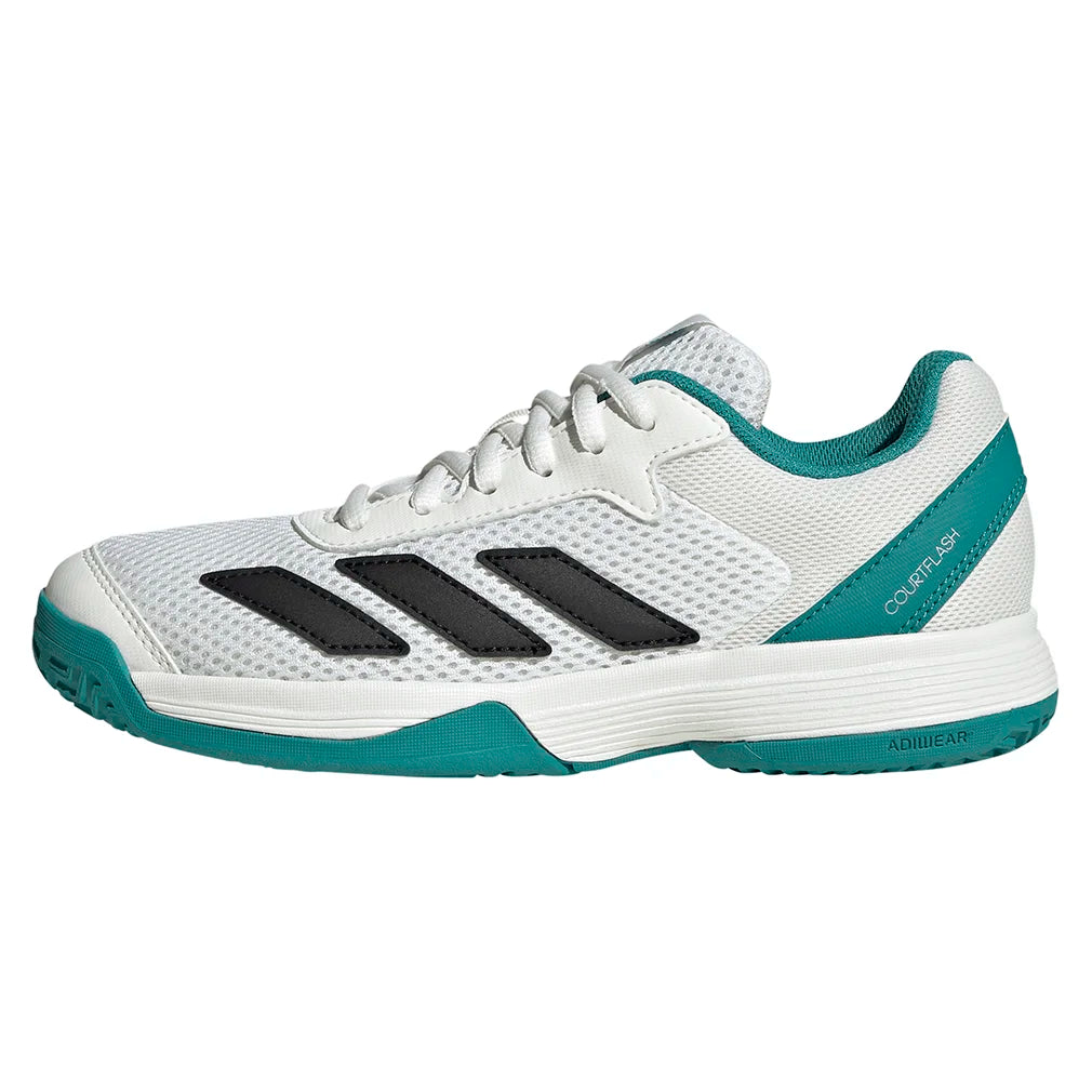 Juniors' Courtflash Tennis Shoes Footwear White and Pure Teal