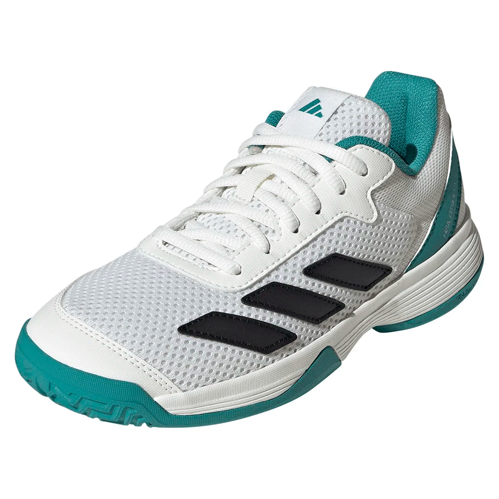 Juniors' Courtflash Tennis Shoes Footwear White and Pure Teal