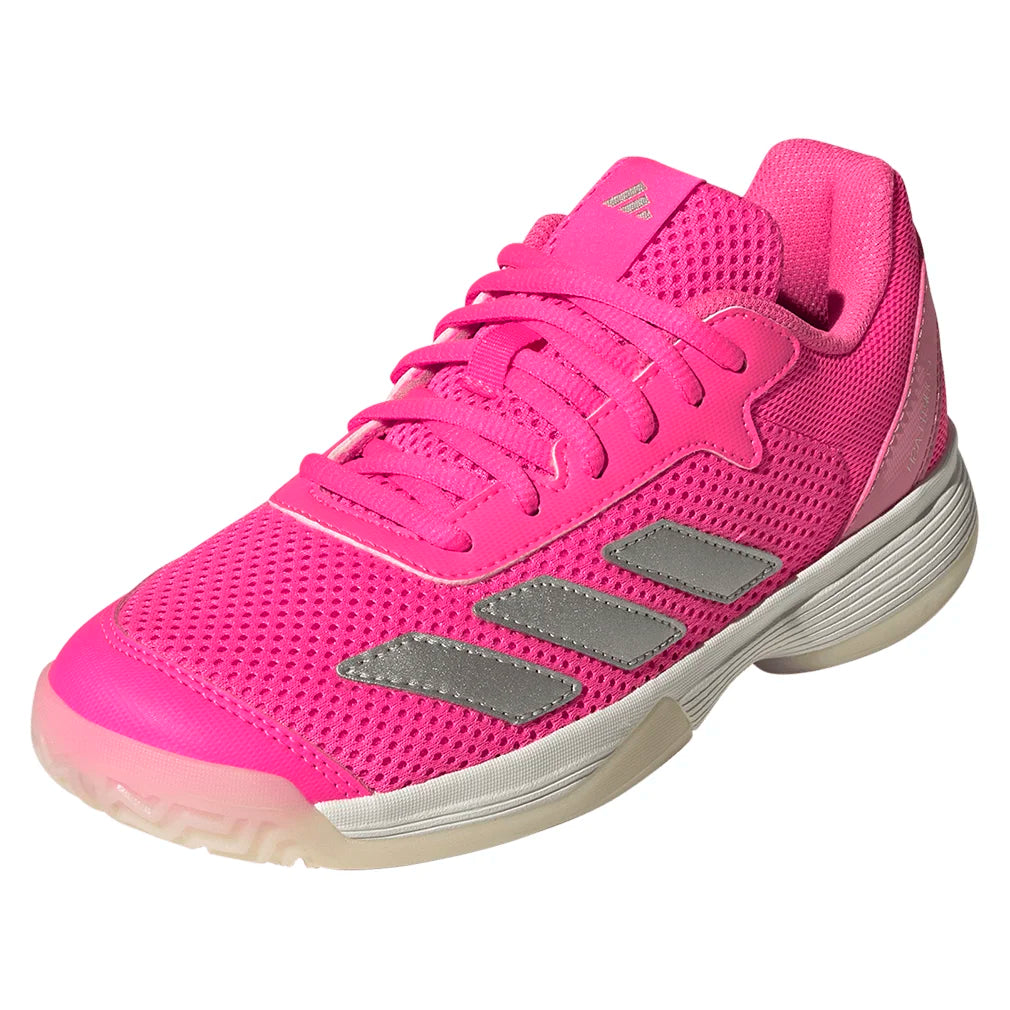 Juniors' Courtflash Tennis Shoes Lucid Pink and Silver Metallic