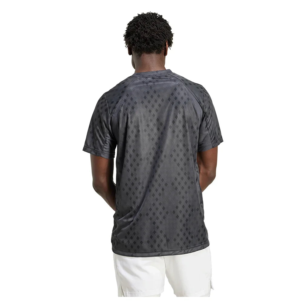 Men's Club Graphic Tennis Top Carbon and Black