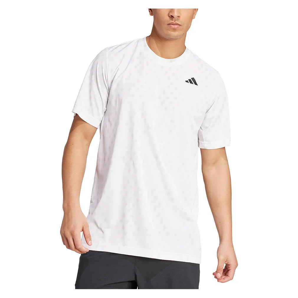 Men's Club Graphic Tennis Top White and Dash Grey