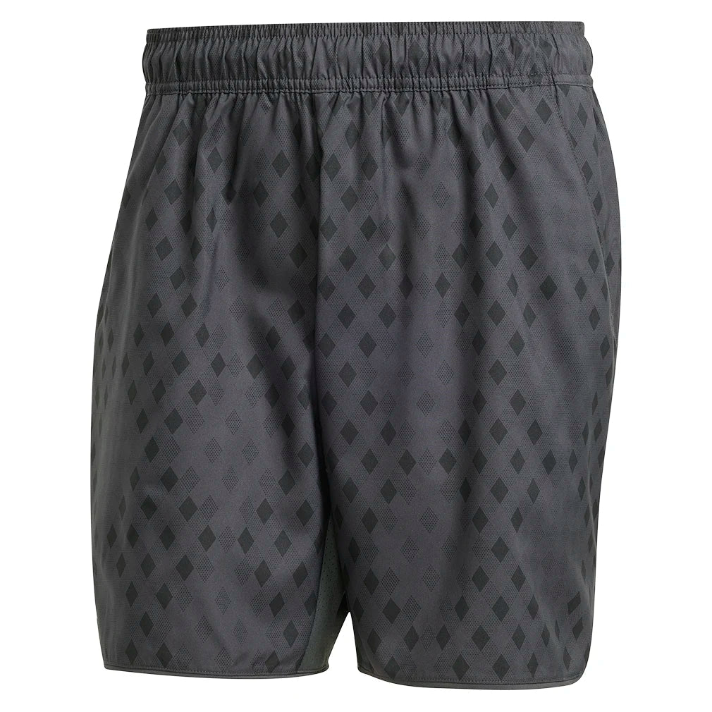 Men's Club Graphic 9 Inch Tennis Short Carbon and Black