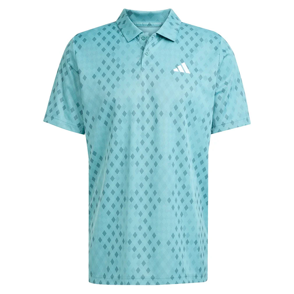 Men's Club Graphic Tennis Polo Powder and Preloved Teal