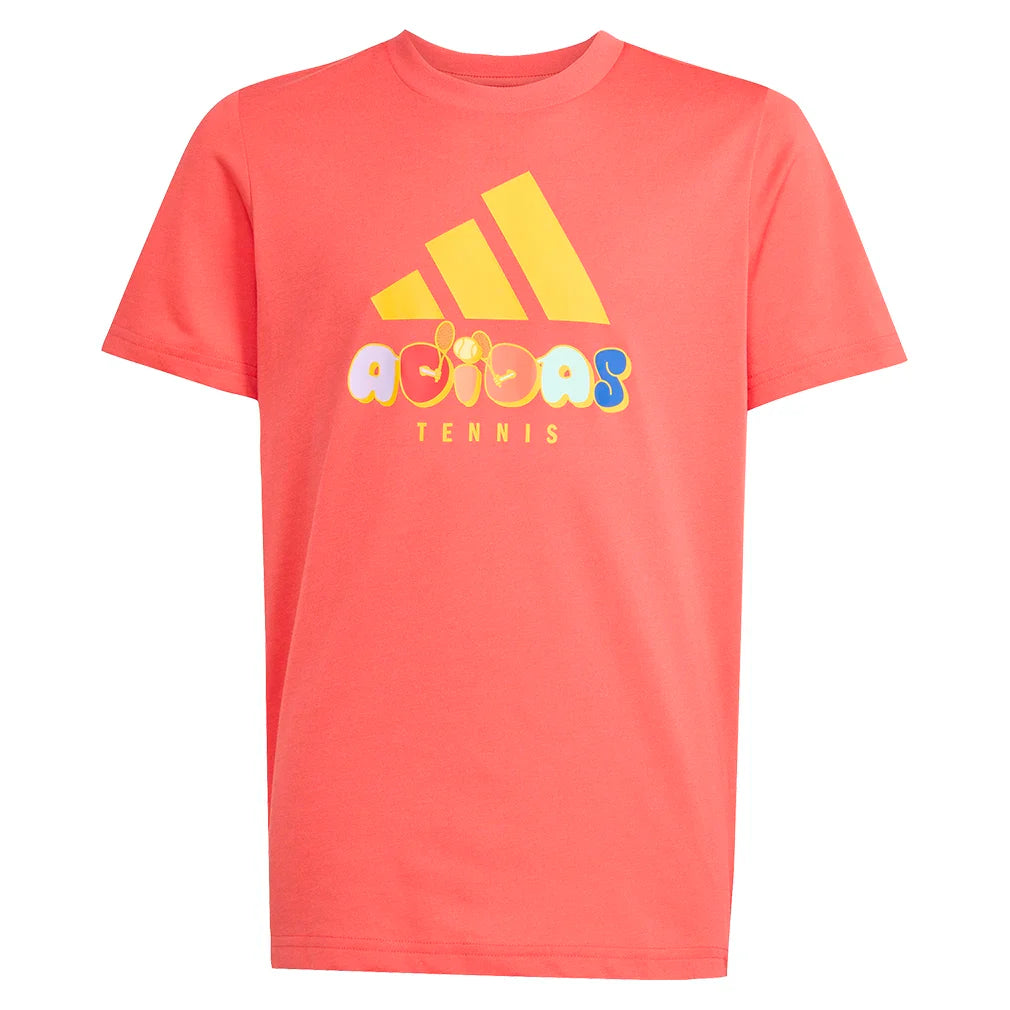 Juniors' Graphic Tennis Tee Semi Lucid Red