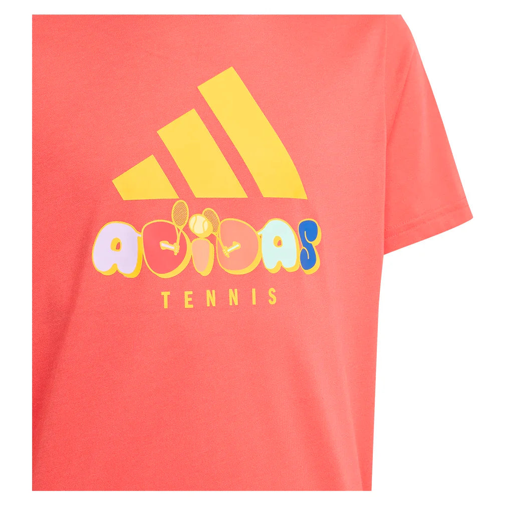 Juniors' Graphic Tennis Tee Semi Lucid Red