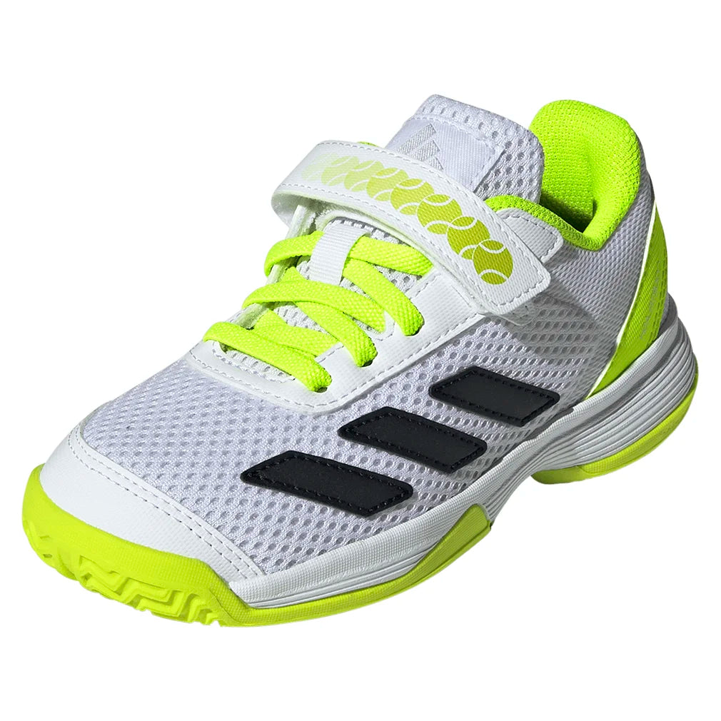 Juniors' Courtflash Comfort Closure Tennis Shoes Footwear White and Lucid Lemon
