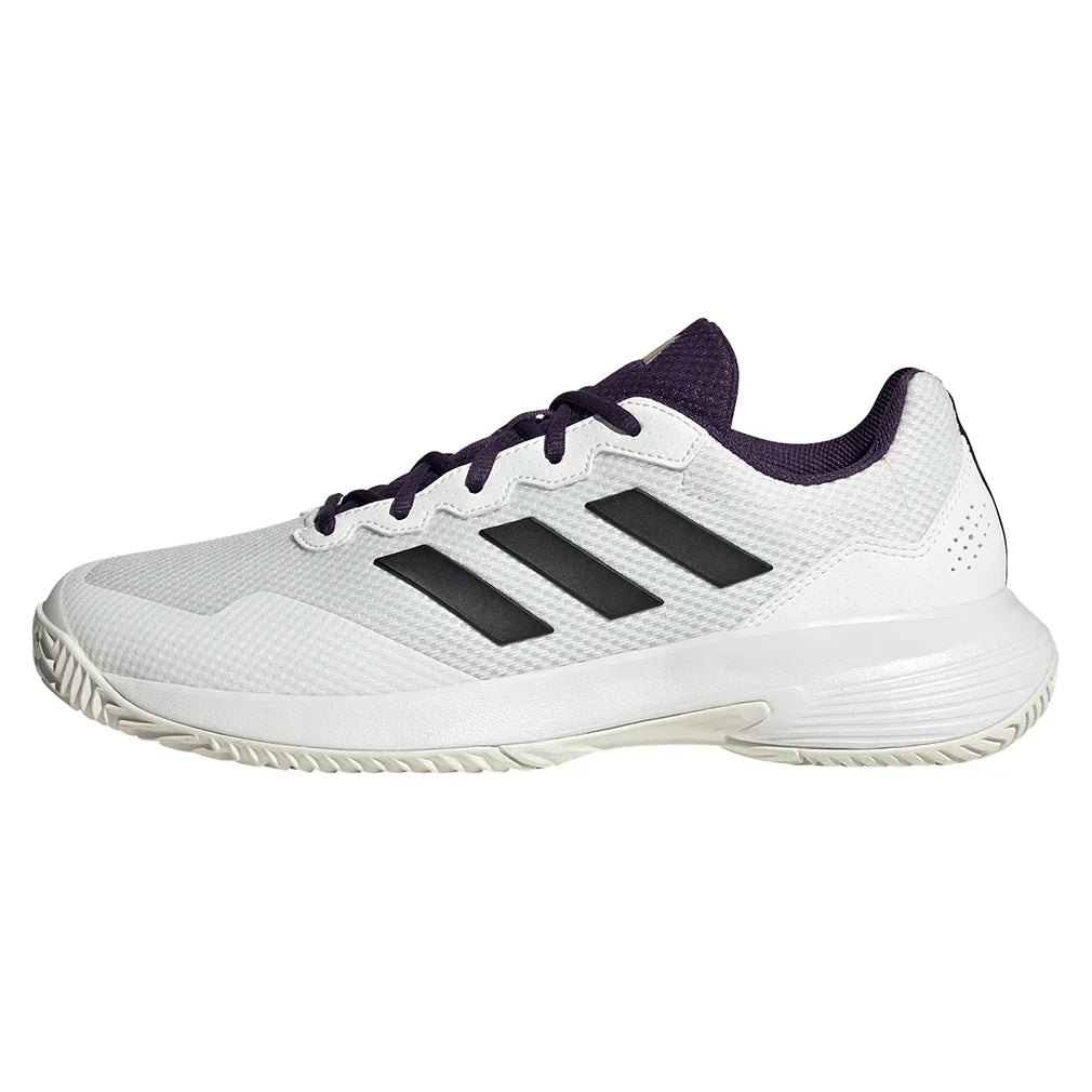 Juniors' GameCourt 2 Tennis Shoes Core White and Aurora Plum