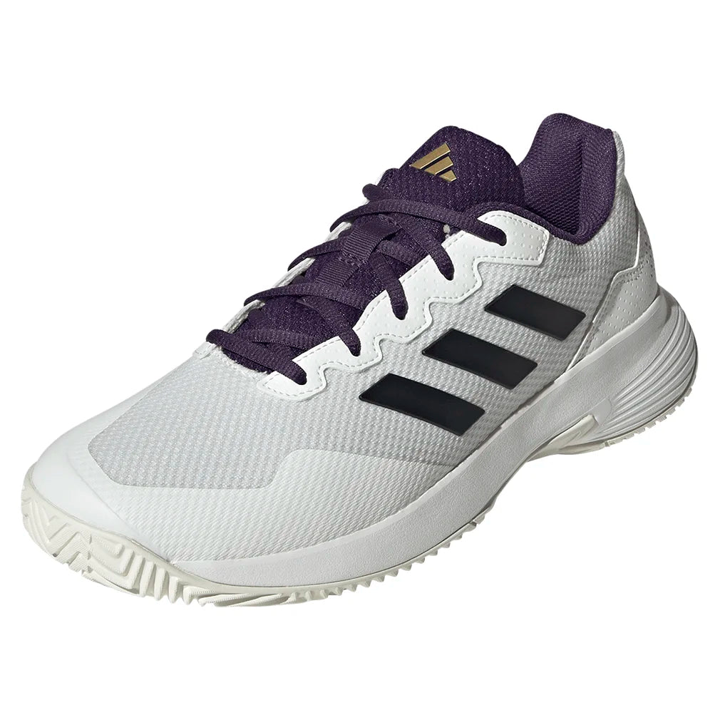 Juniors' GameCourt 2 Tennis Shoes Core White and Aurora Plum