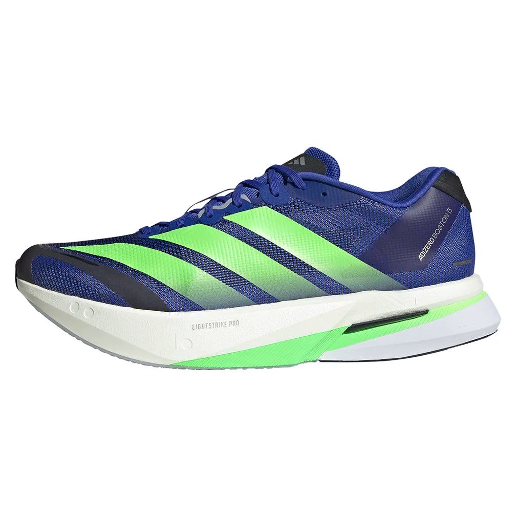 Men's Adizero Boston 13 Running Shoes Lucid Blue and Lime Burst