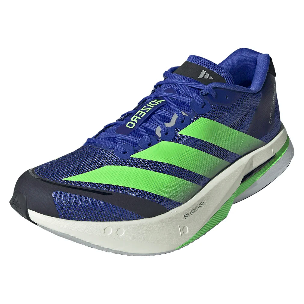 Men's Adizero Boston 13 Running Shoes Lucid Blue and Lime Burst