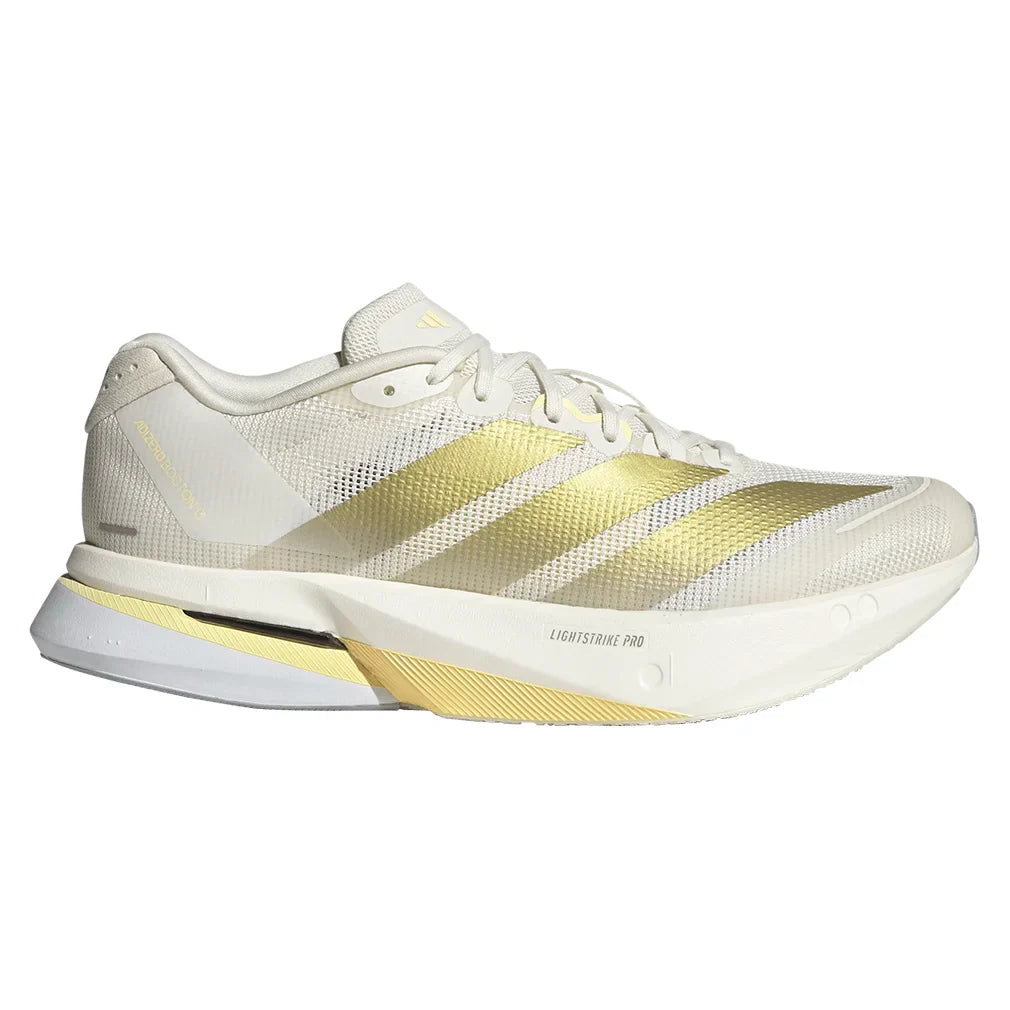 Women's Adizero Boston 13 Running Shoes Chalk White and Metallic Gold