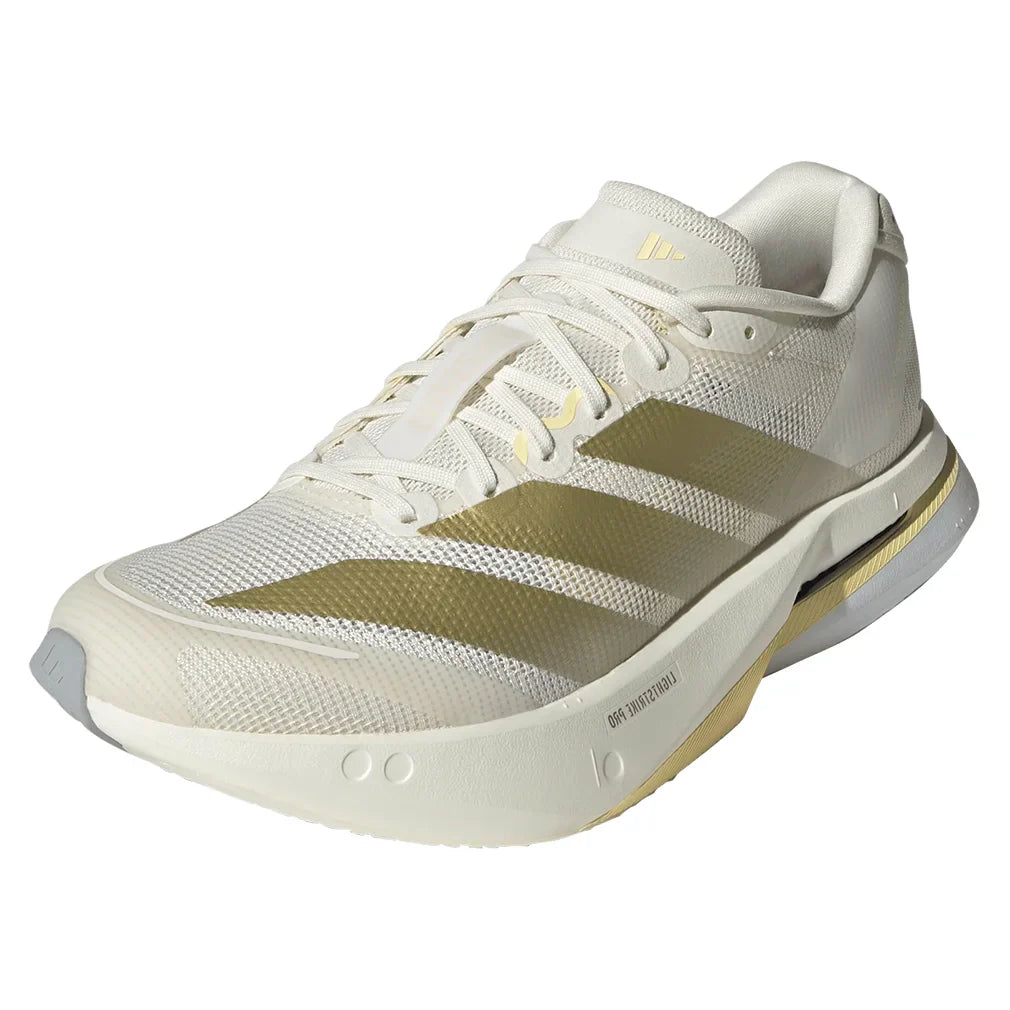Women's Adizero Boston 13 Running Shoes Chalk White and Metallic Gold