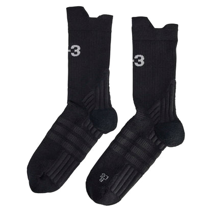 Y-3 Tennis Crew Socks Black and Orbit Grey