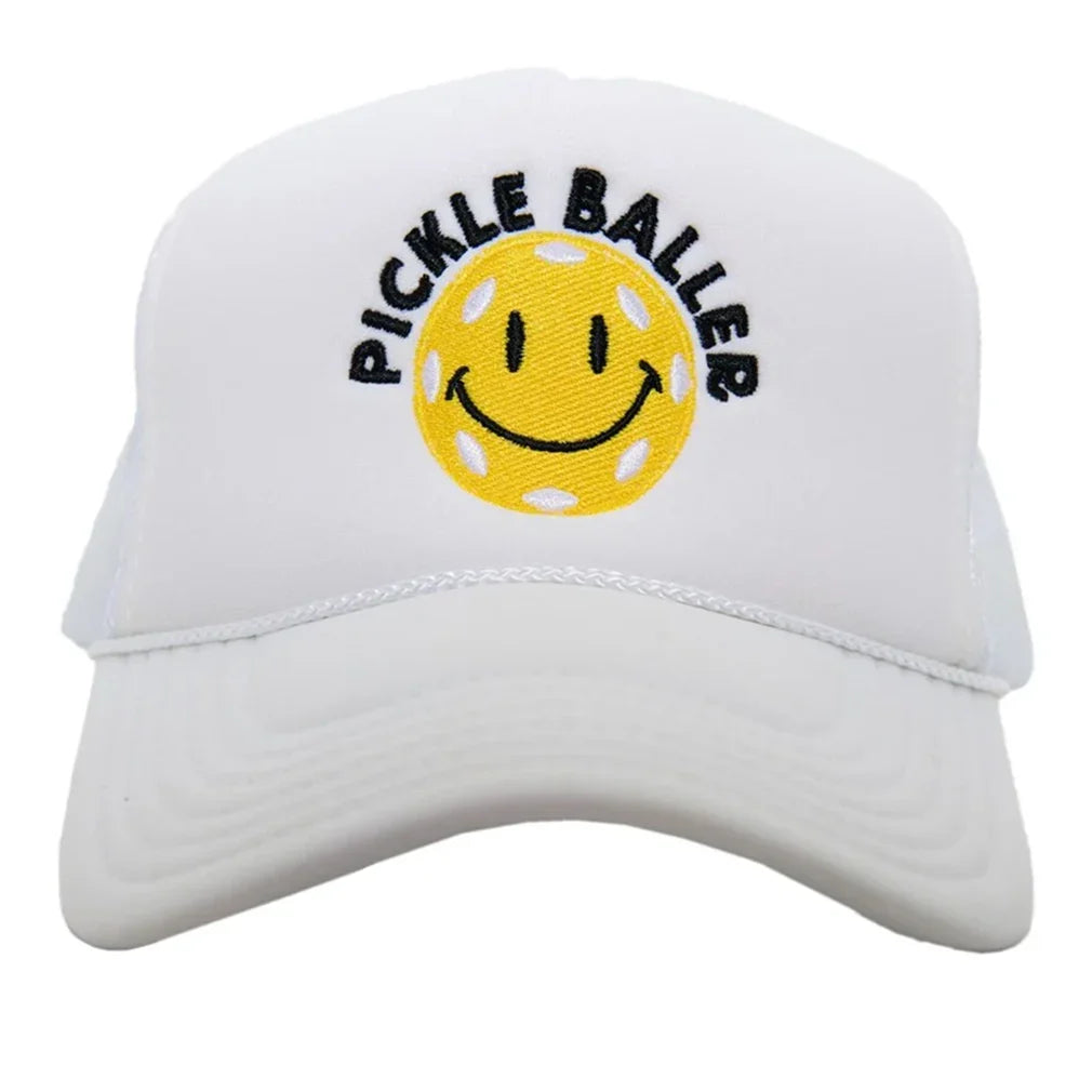 Pickle Baller Foam Trucker Hat White