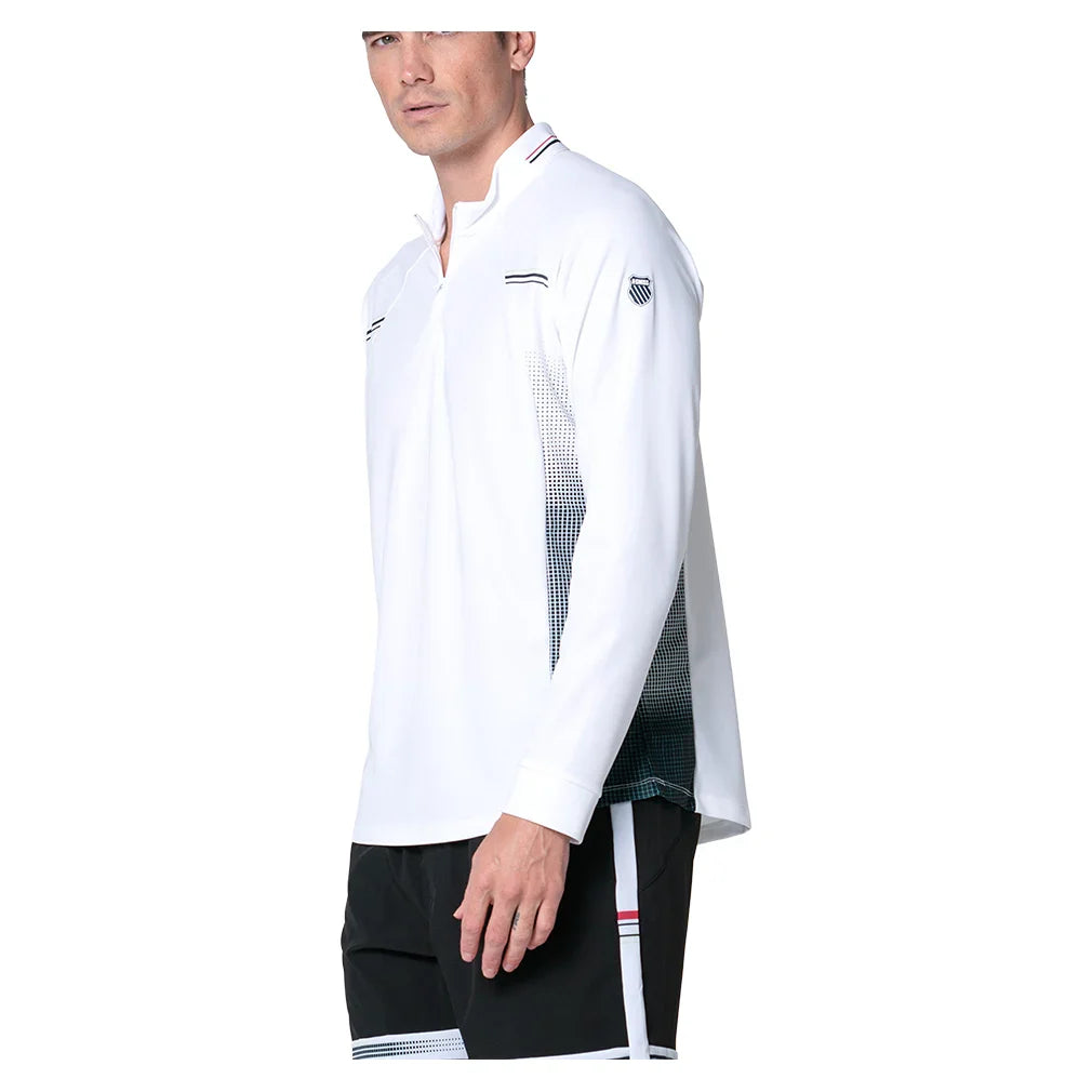 Men's Striker 1/4 Zip Long Sleeve Tennis Top White and Black