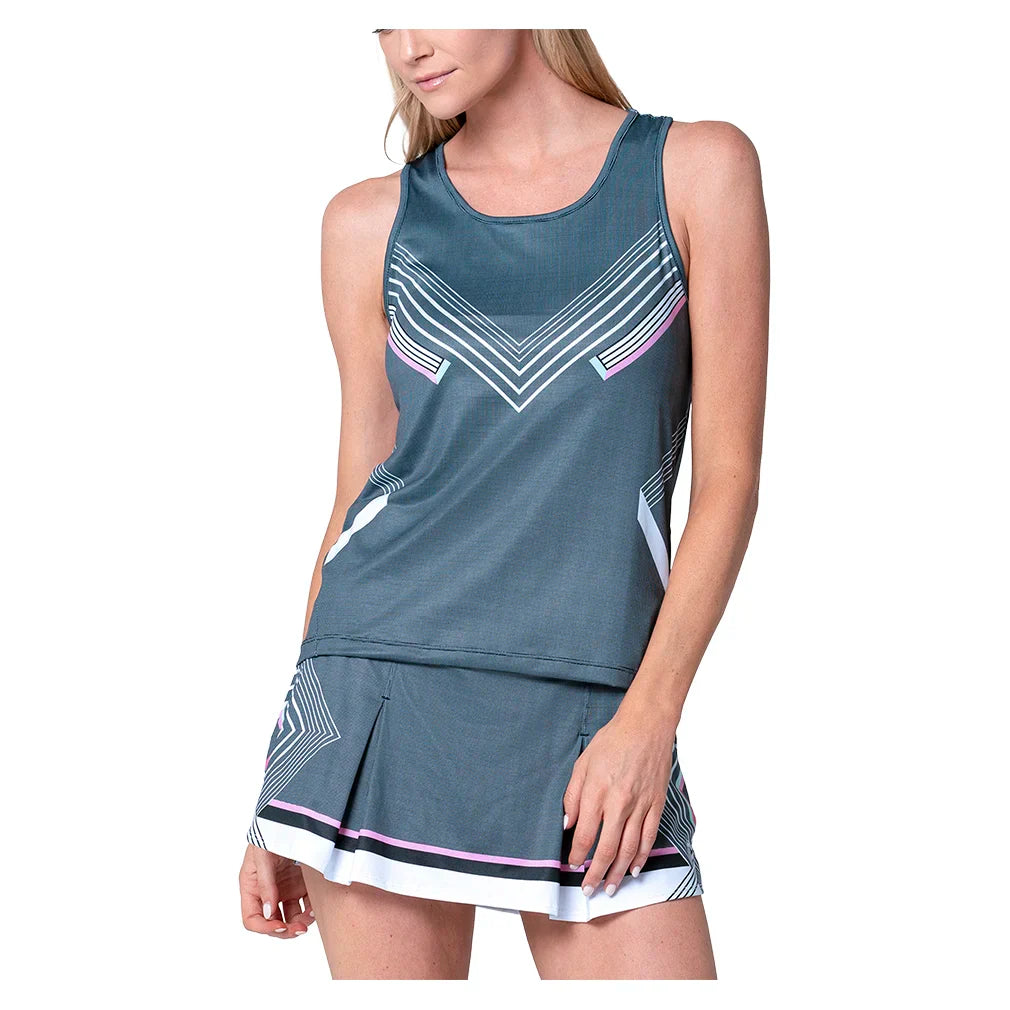 Women's Keyhole Tennis Tank Black