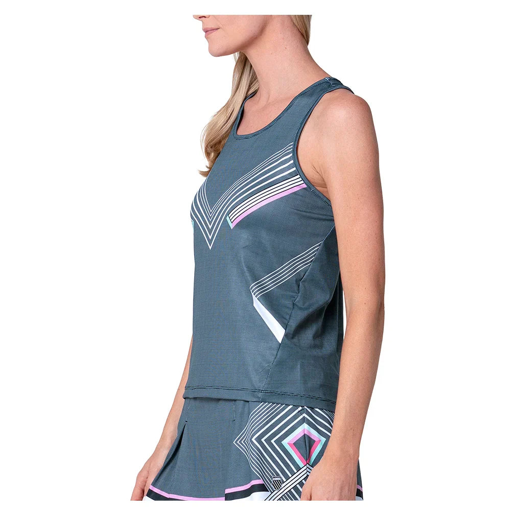 Women's Keyhole Tennis Tank Black