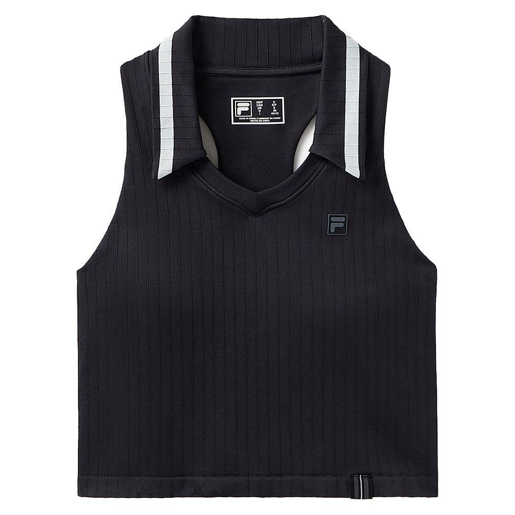 Womens Challenger Seamless Polo Tennis Tank Black and Gardenia