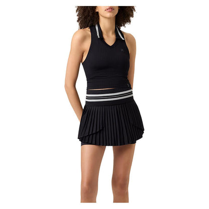 Womens Challenger Seamless Polo Tennis Tank Black and Gardenia