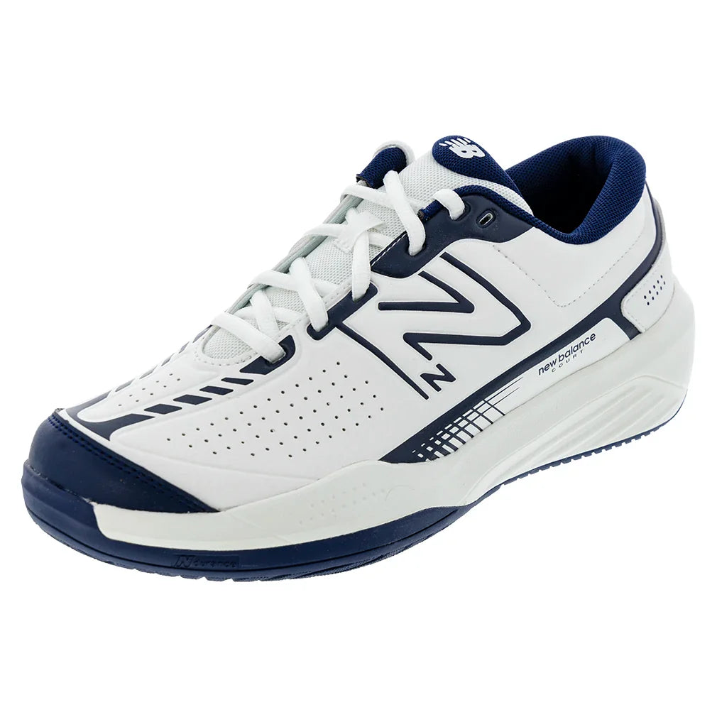 Men's 696v5 2E Width Tennis Shoes White and Navy