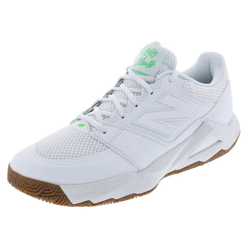 Men's FuelCell Delray 2E Width Tennis Shoes White and Green Apple