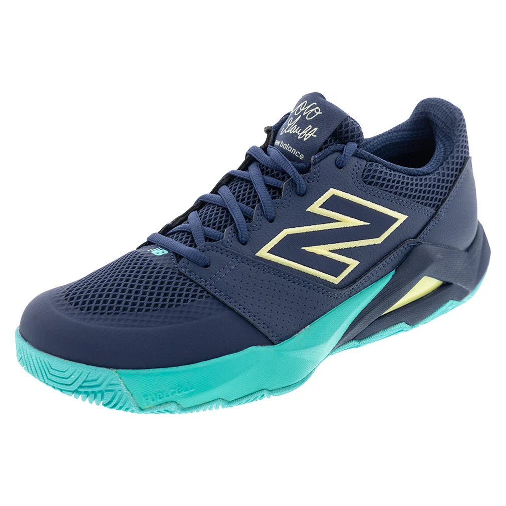 Men's FuelCell Delray 2E Width Tennis Shoes Navy and Parchment