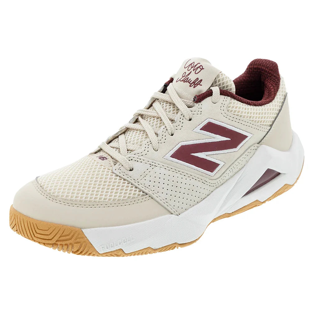 Men's Delray D Width Tennis Shoes Bisque and Monarch Burgundy
