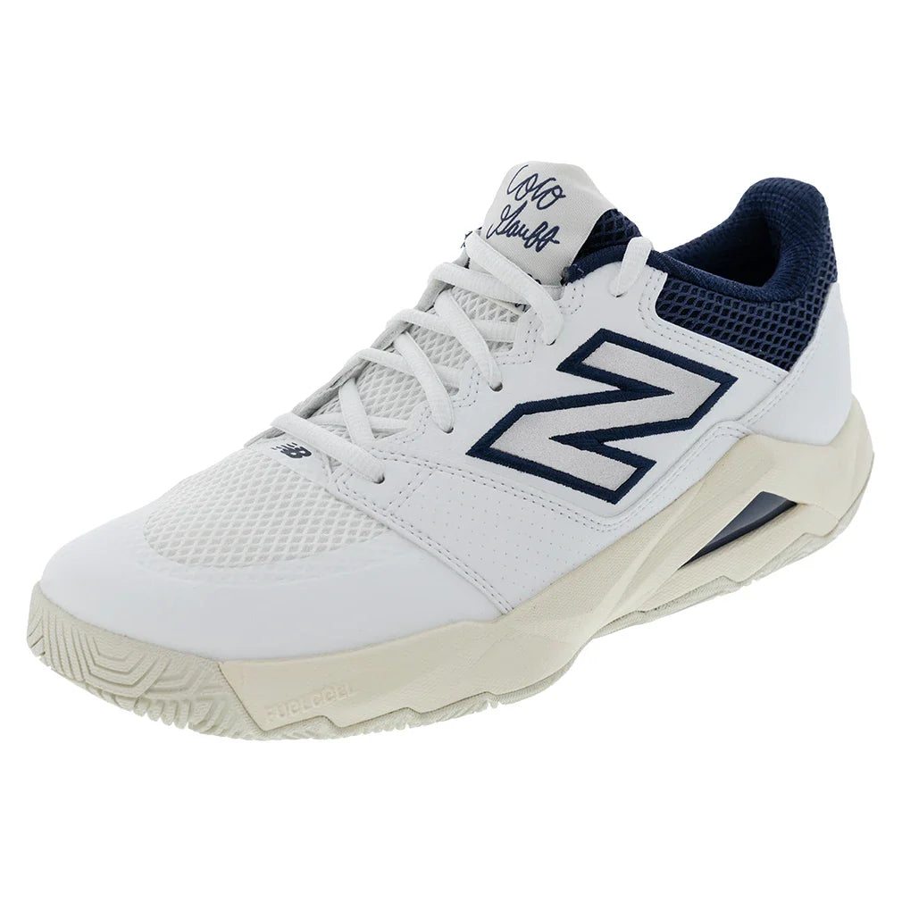 Men's FuelCell Delray D Width Tennis Shoes White and Navy