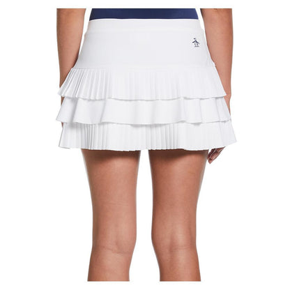 Womens Solid Ruffled Tiered Tennis Skort Bright White