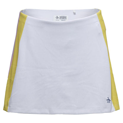 Women's Side Striped Ribbed Tennis Skort Bright White