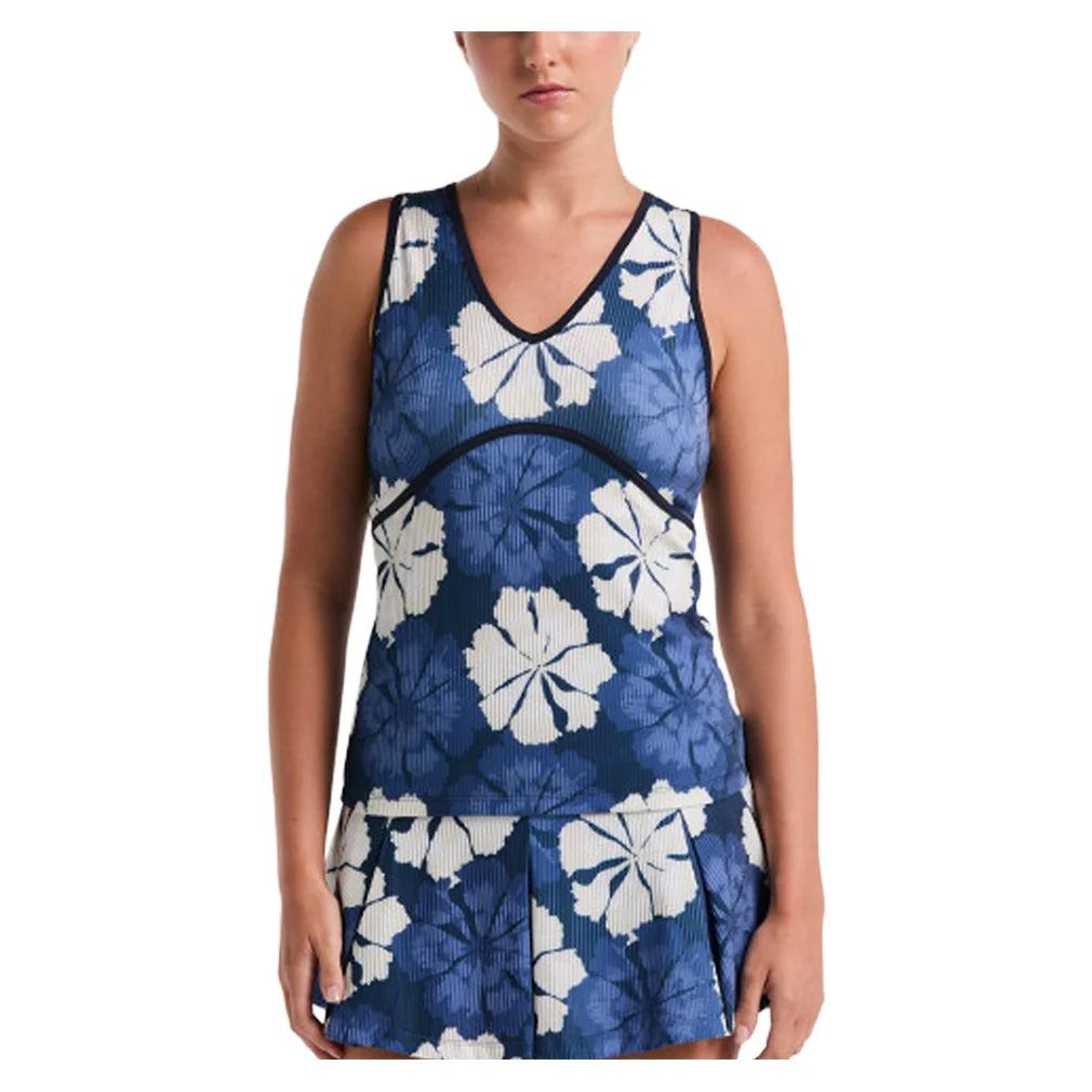 Women's Fuji Floral Jacquard Tennis Tank Black Iris