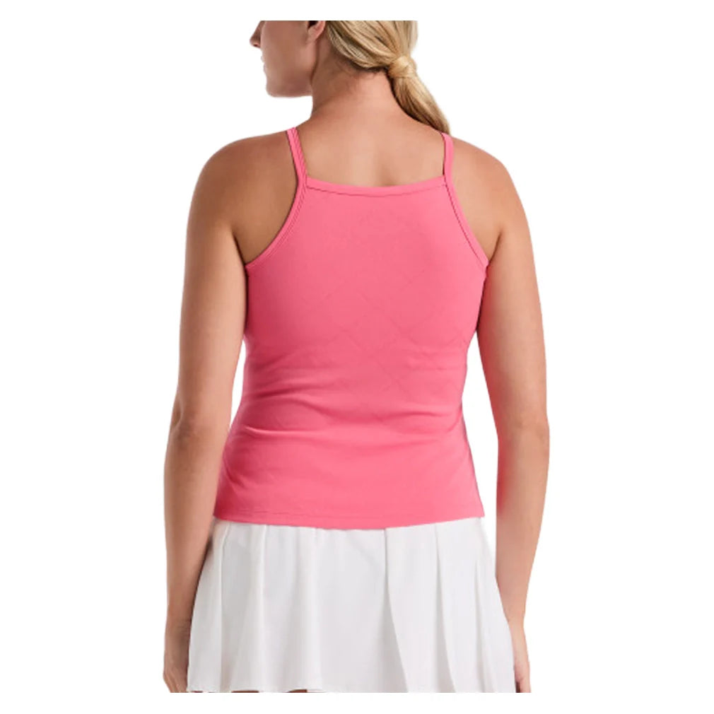 Women's Grid Jacquard Tennis Tank with Shelf Bra Camellia Rose