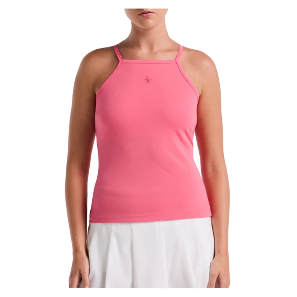 Women's Grid Jacquard Tennis Tank with Shelf Bra Camellia Rose