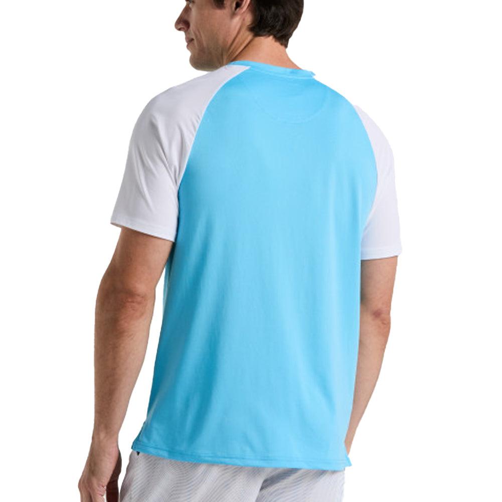 Men's Blocked Performance Tennis Tee Blue Grotto