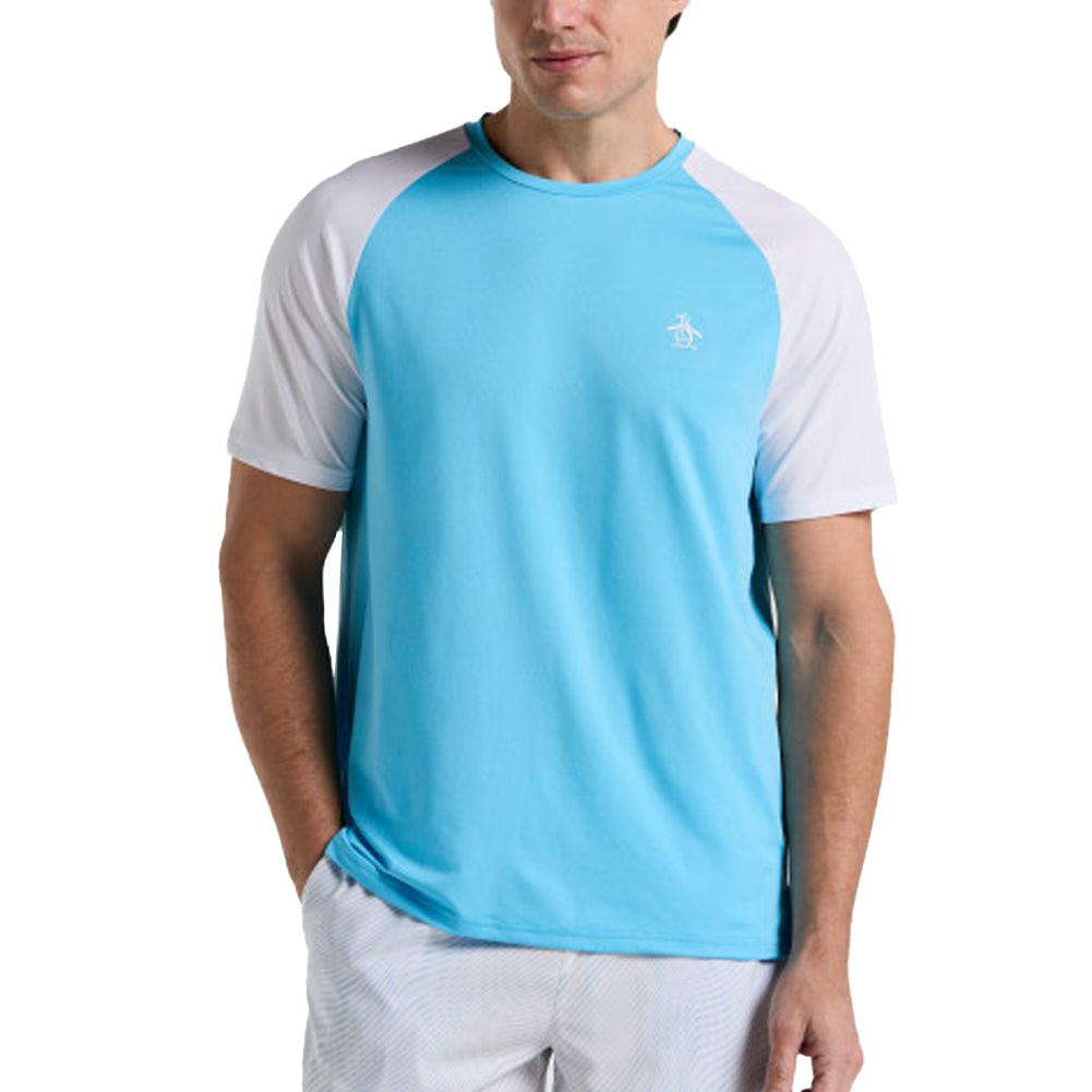 Men's Blocked Performance Tennis Tee Blue Grotto