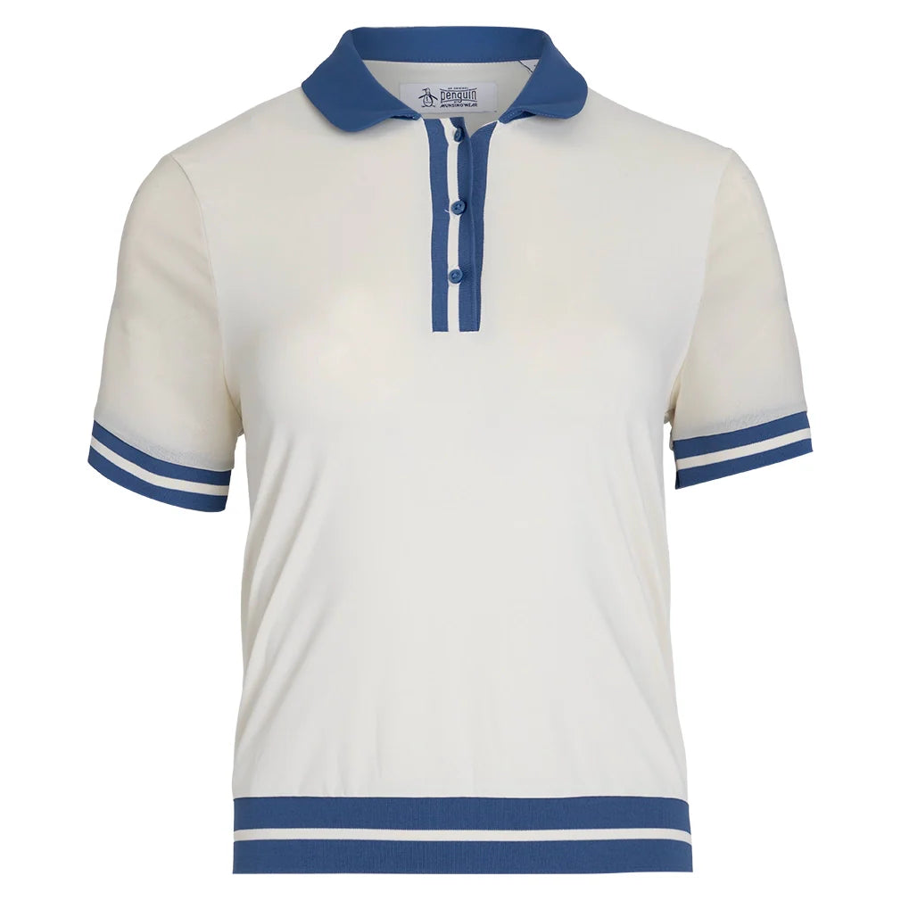 Women's Short Sleeve Waist Length Tennis Polo Silver Birch