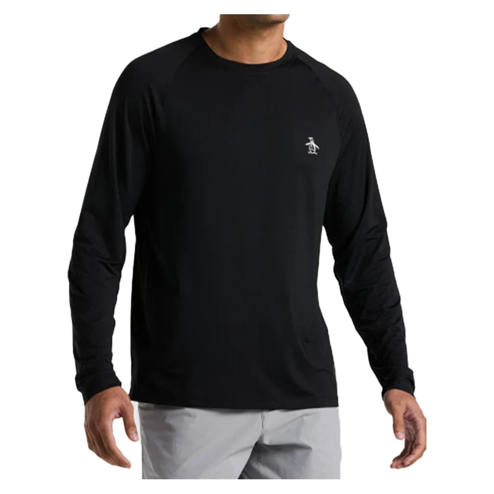 Men's Solid Performance Long Sleeve Tennis Raglan Caviar