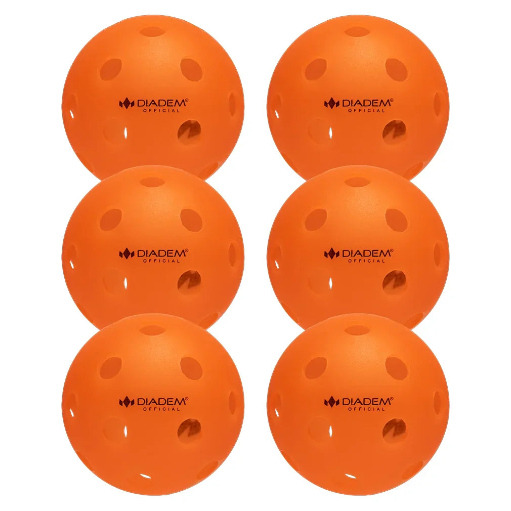 6 Pack Indoor Pickleball Balls Orange