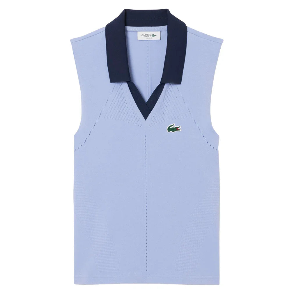 Women's On Court Sleeveless Tennis Polo Delphinium and Navy Blue
