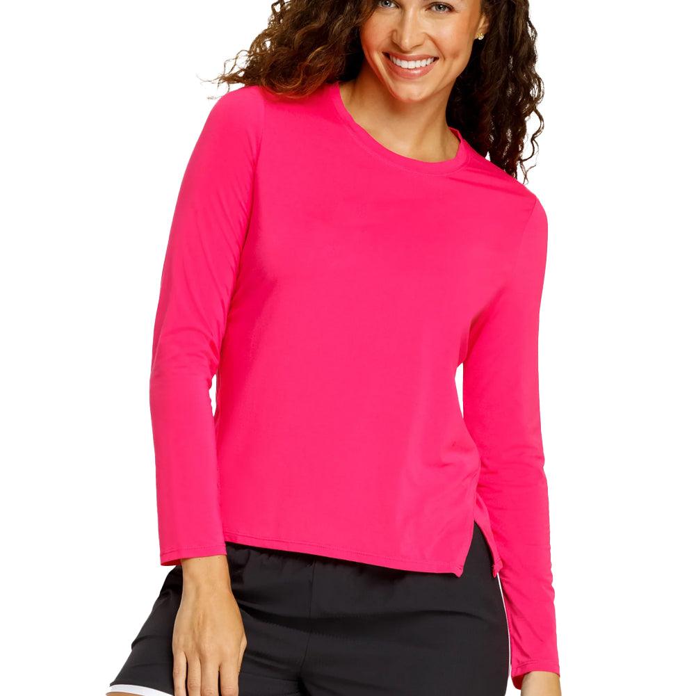 Women's Friday Crew Neck Long Sleeve Pickleball Top Vivid Pink