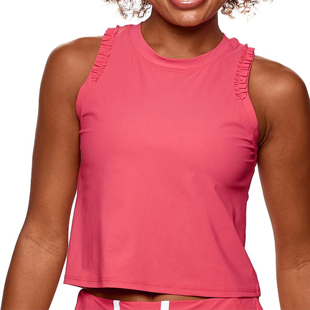 Women's Ruffle Crop Tennis Tank Geranium