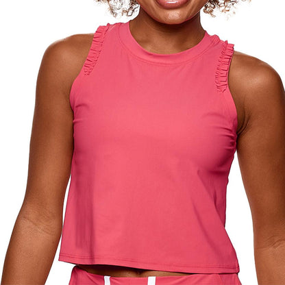 Women's Ruffle Crop Tennis Tank Geranium