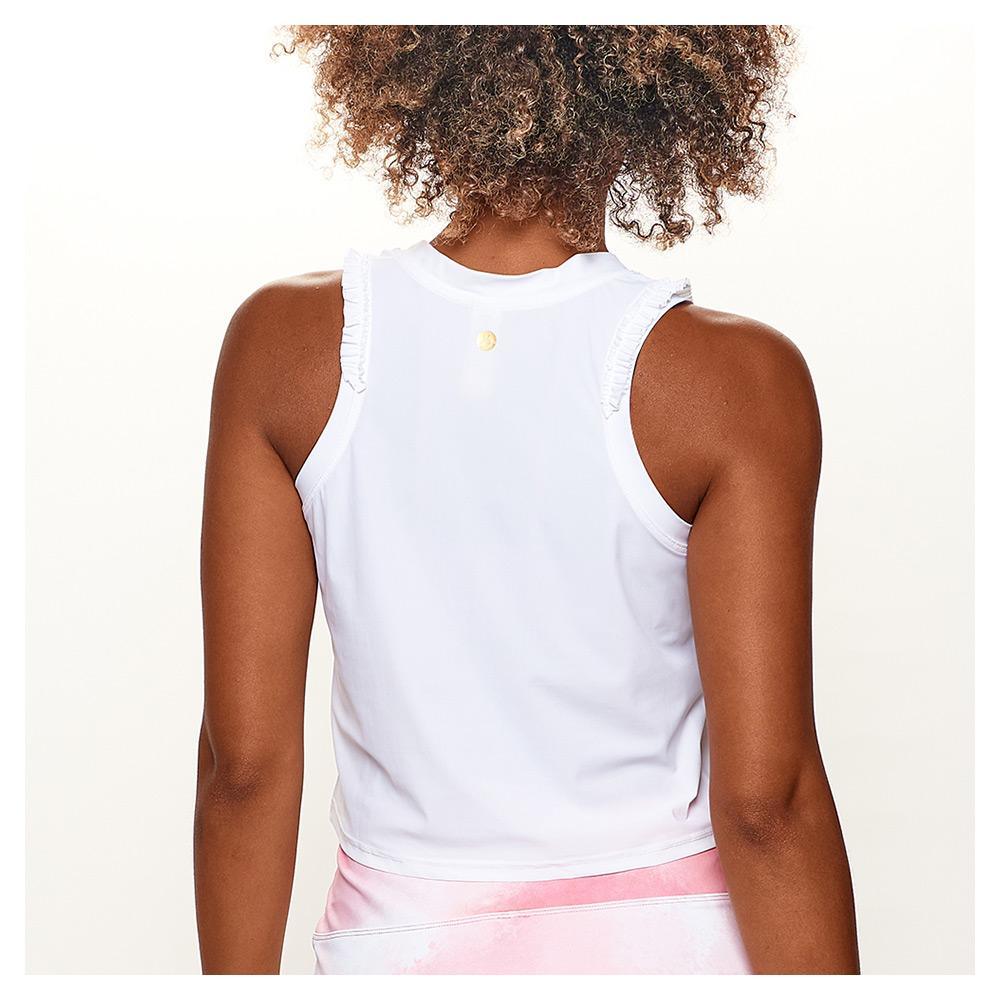 Women's Ruffle Crop Tennis Tank White