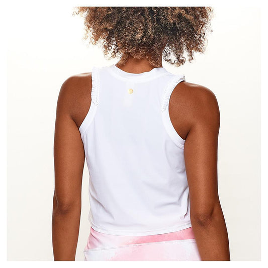 Women's Ruffle Crop Tennis Tank White