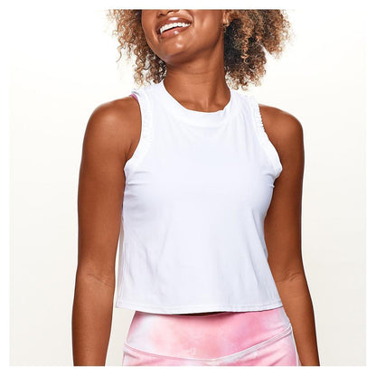 Women's Ruffle Crop Tennis Tank White
